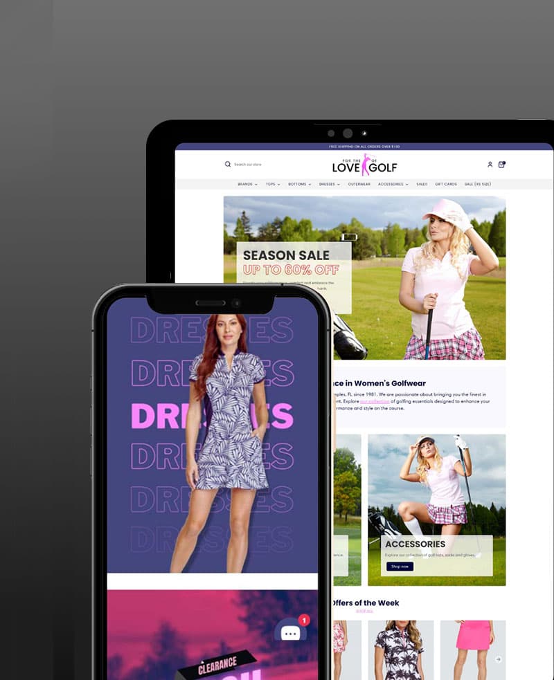 For The Love of Golf Premium Storefront - E-commerce Development Portfolio Item