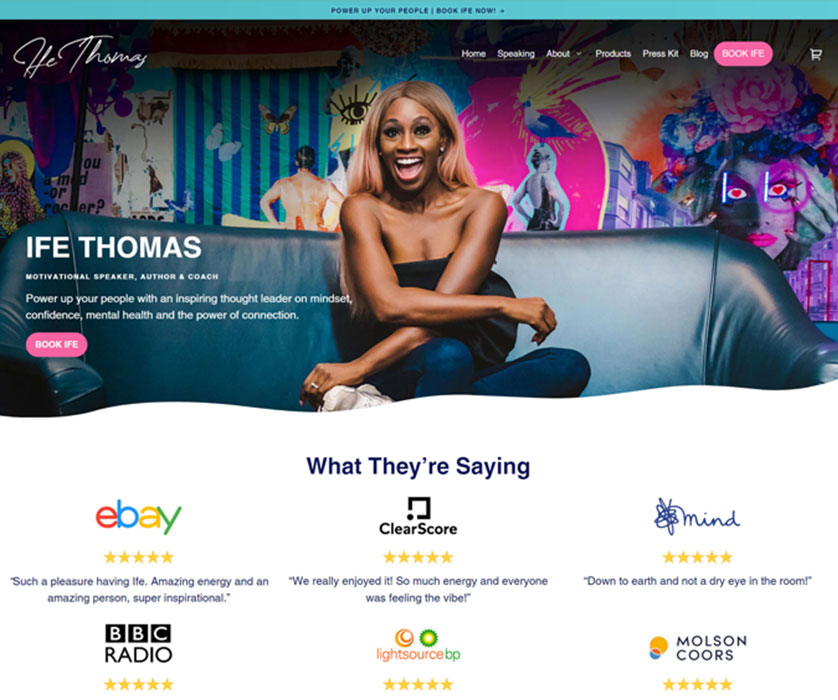 Ife Thomas (3x Author, TEDx Speaker) | Official Website creation