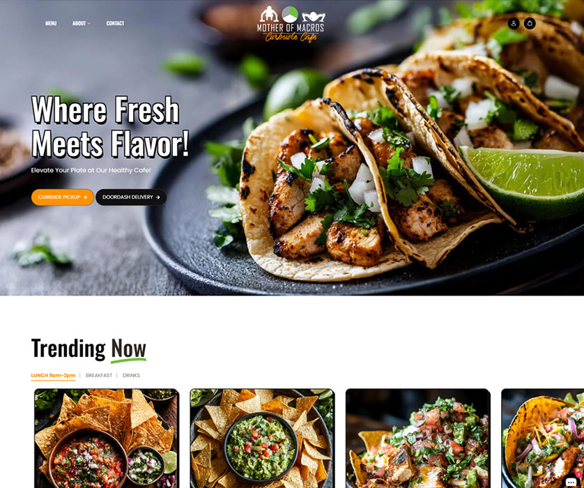 Mother of Macros Cafe Shopify website design & migration from Square